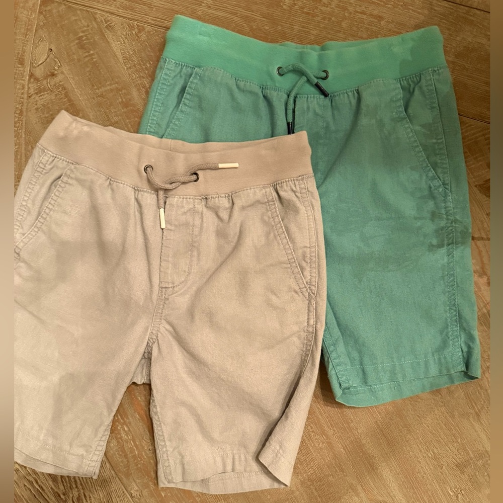 GAP Boys’ Bundle of 2 Pairs Pull-On Drawstring Linen Shorts